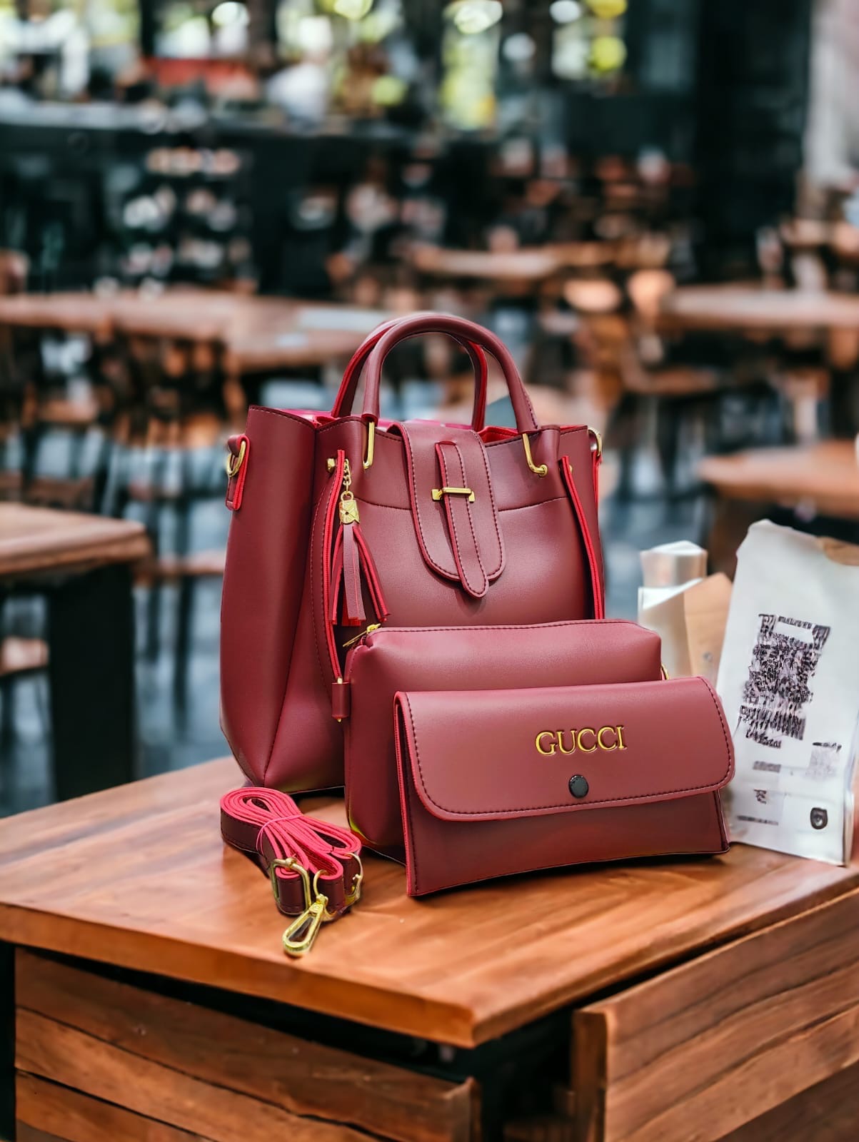 New Gucci Ladies Handbag - 3 pieces Set