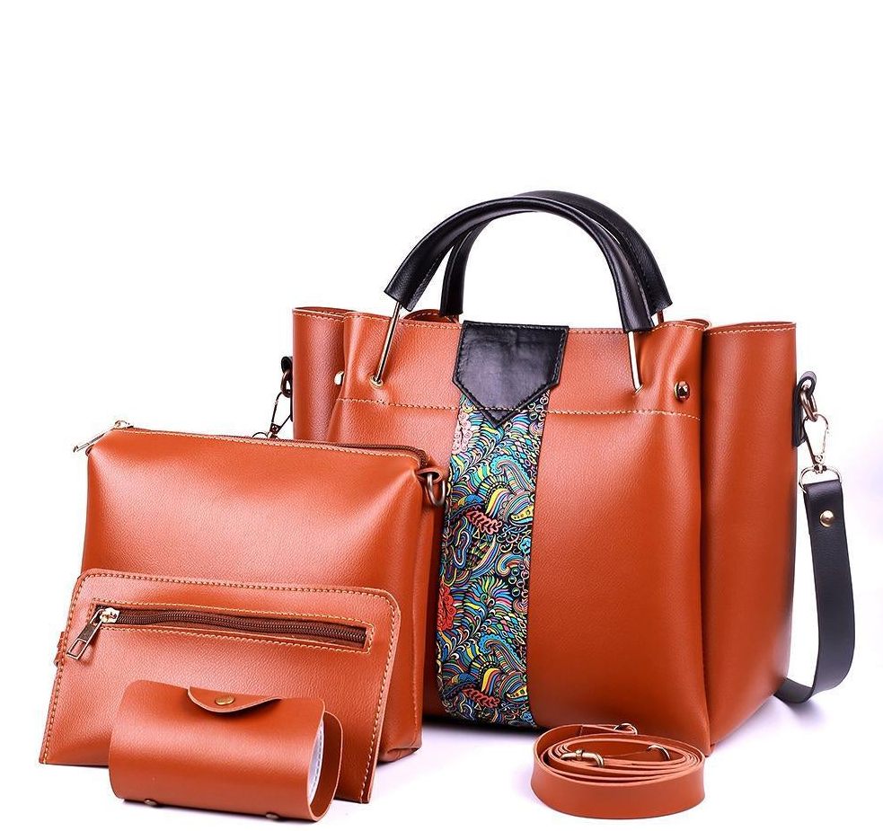 Women's Royal PU Leather Shoulder Bag-4 Pcs Set