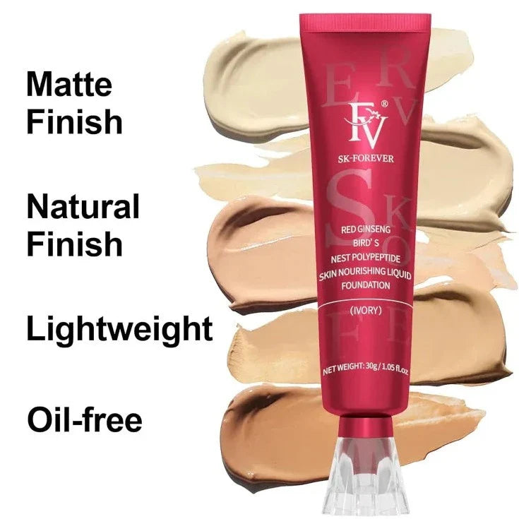 1PCS FV Liquid Foundation Makeup, Full Coverage Oil Control Flawless 12 Hour Long Lasting Concealer Matte Foundation.