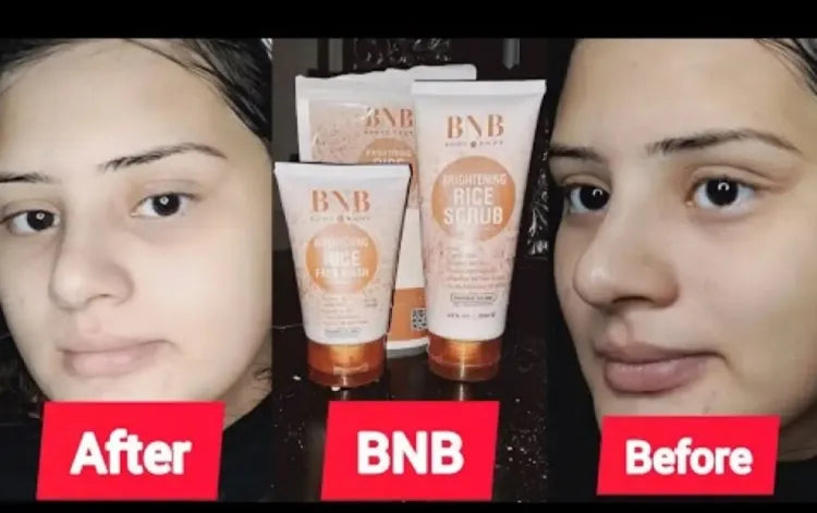 BNB 3 in 1 Brightening Glow Kit Rice Scrub Face Wash + Mask