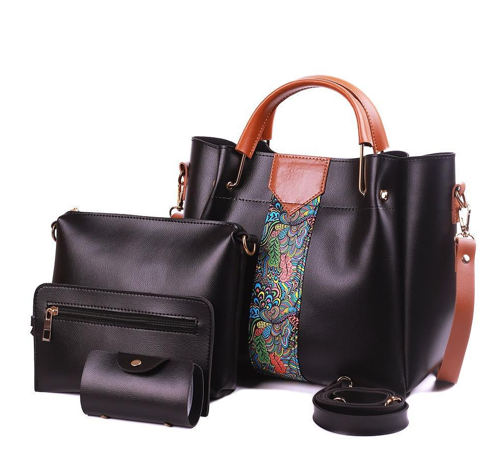 Women's Royal PU Leather Shoulder Bag-4 Pcs Set