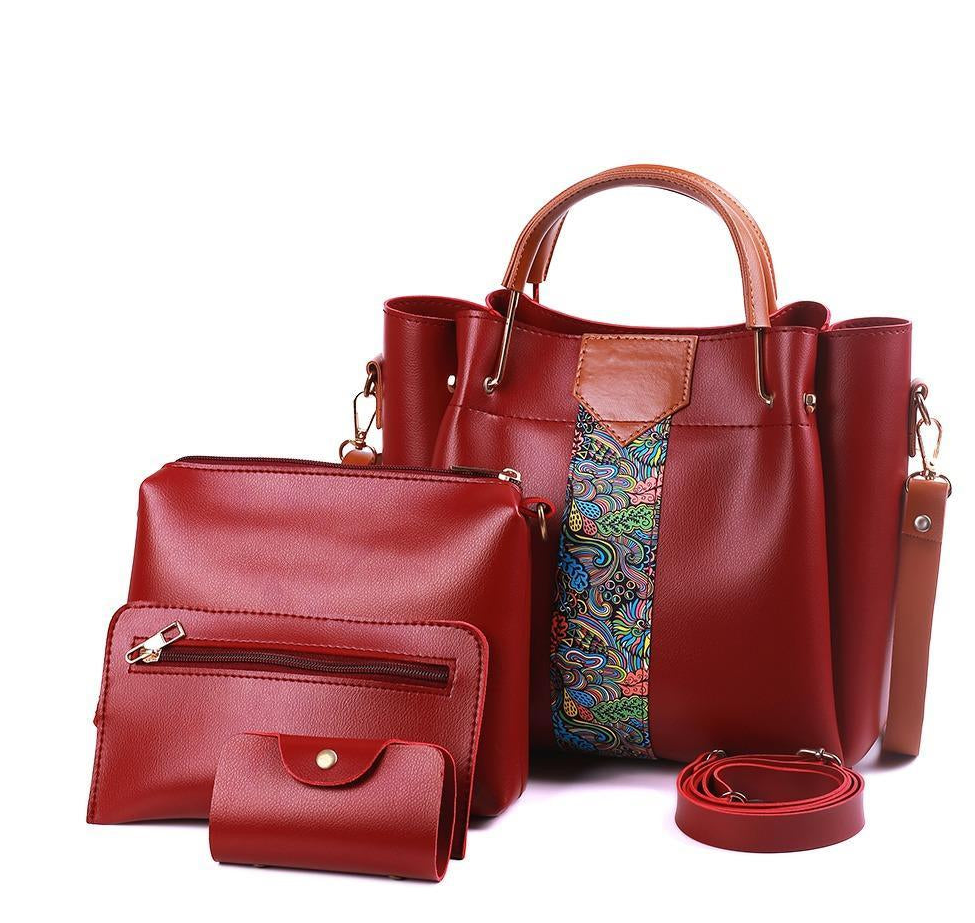 Women's Royal PU Leather Shoulder Bag-4 Pcs Set