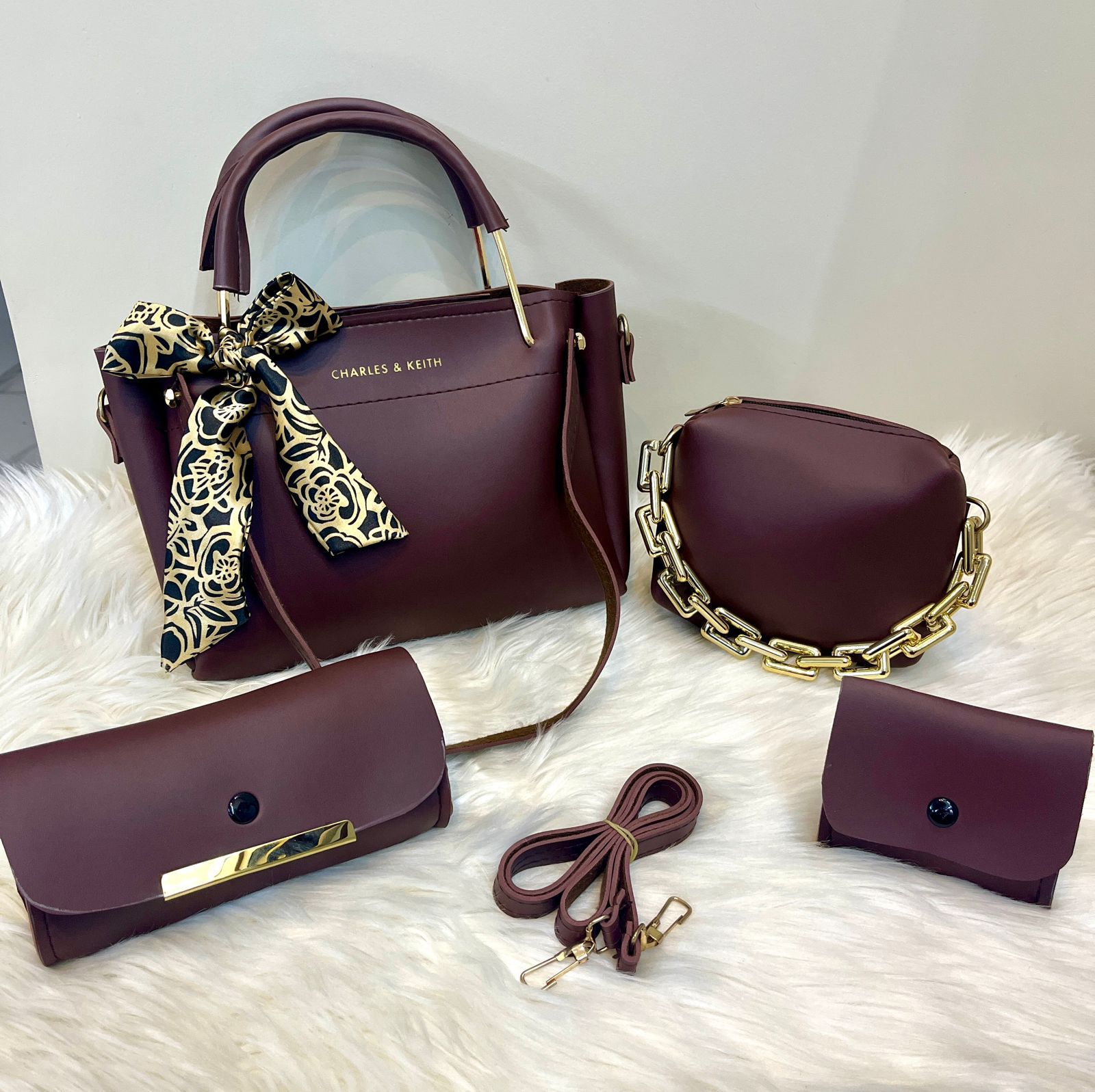 Charles & Keith High Quality With Cloud bag, Clutch and Mini Wallet